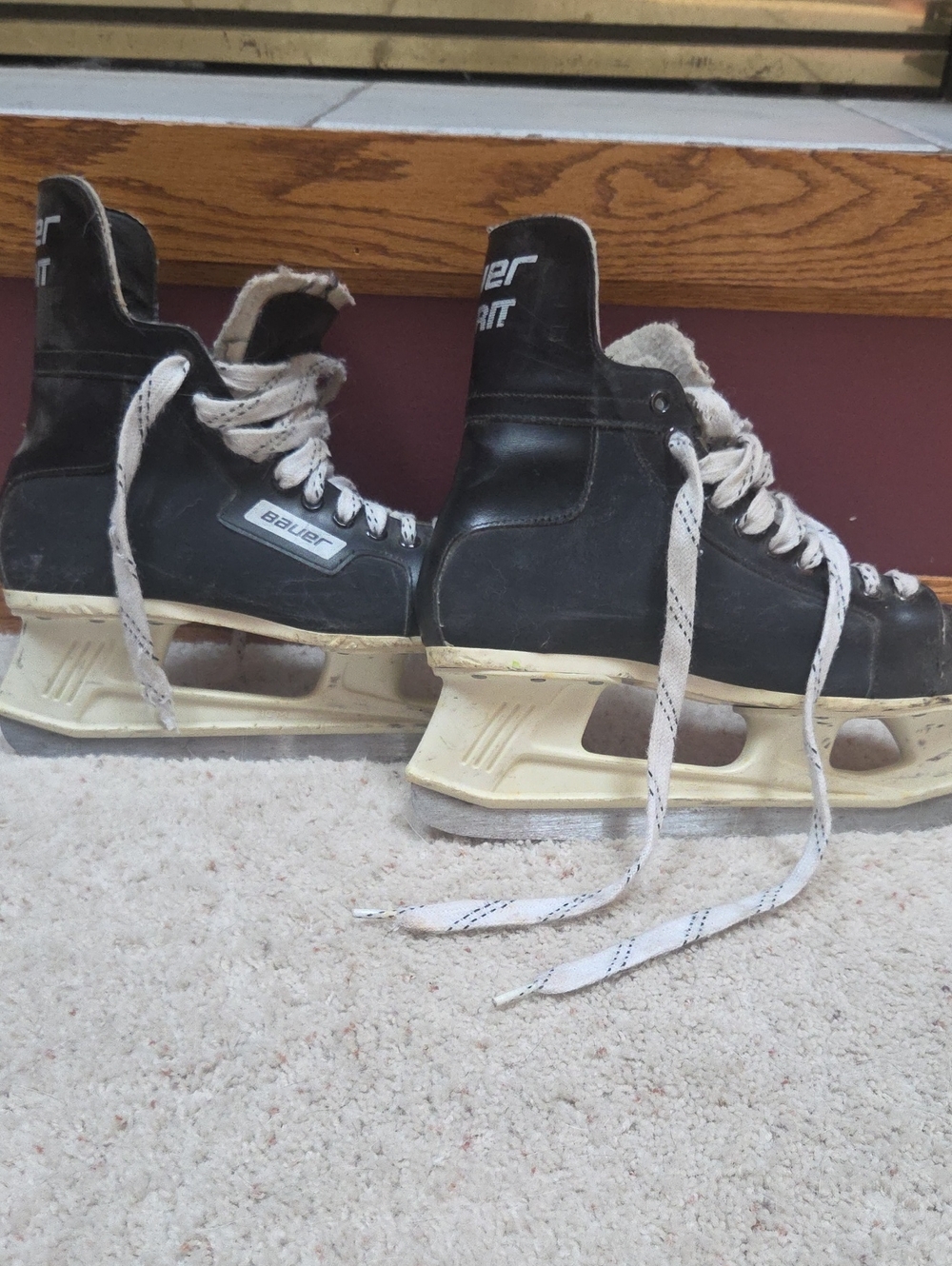 Bauer Black Ice Hockey Skates with White Laces